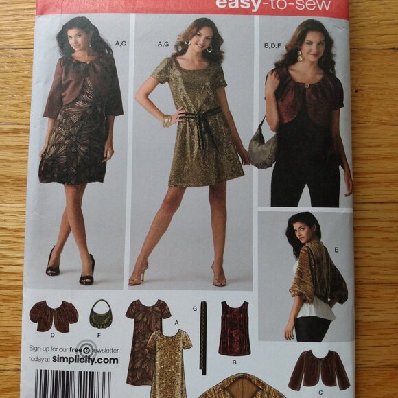 Dress Top Jacket Sewing Pattern 6-14 Shrug Belt Purse Bag Simplicity 3533 UNCUT - Picture 2 of 10